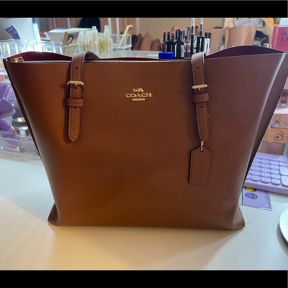 NWT Coach Mollie leather Tote IM/REDWOOD/1941 RED